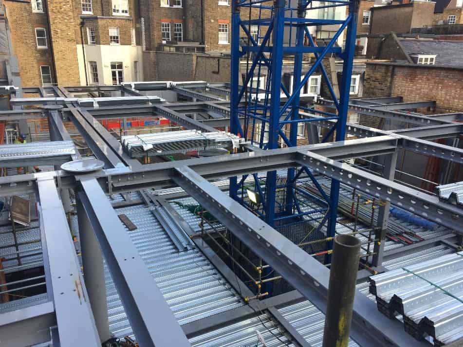 An image showing the steel floor layout on one floor on Queen Anne Street